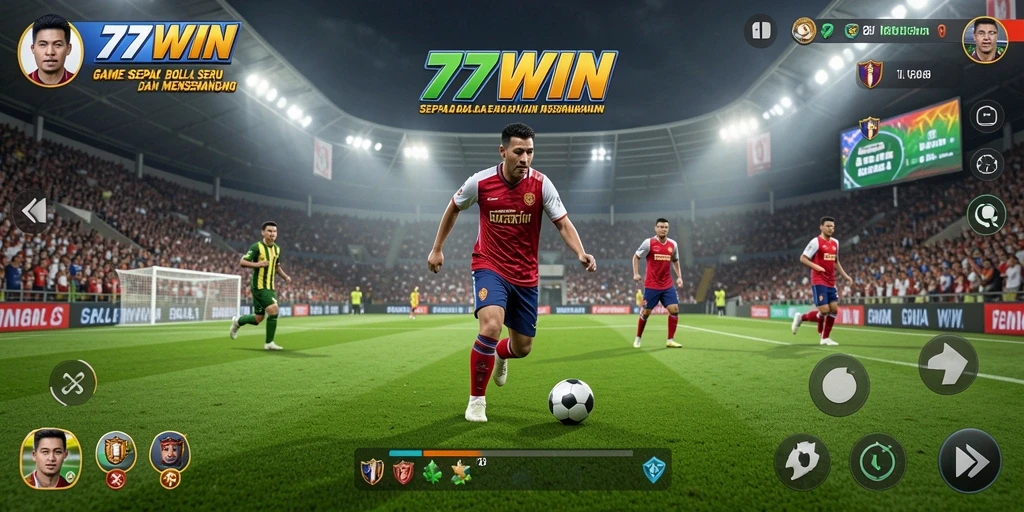 Tampilan utama 77WIN menampilkan aksi sepak bola yang mendebarkan.