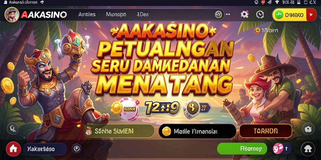 Tampilan gameplay AAKASINO dengan karakter yang menjelajah dunia petualangan.