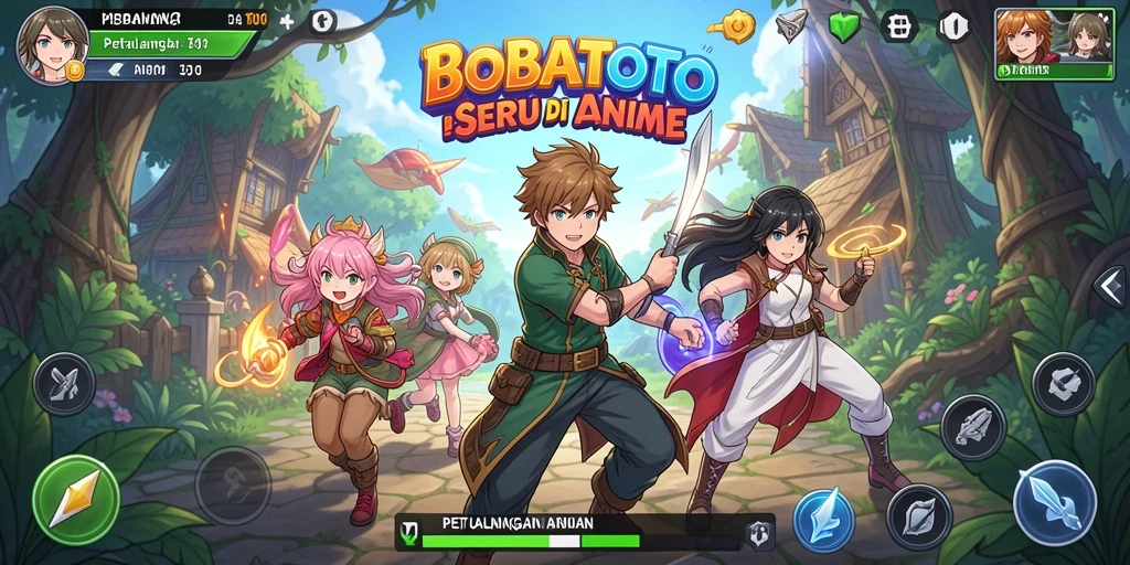 Tampilan gameplay BOBATOTO yang penuh warna dan karakter Anime.