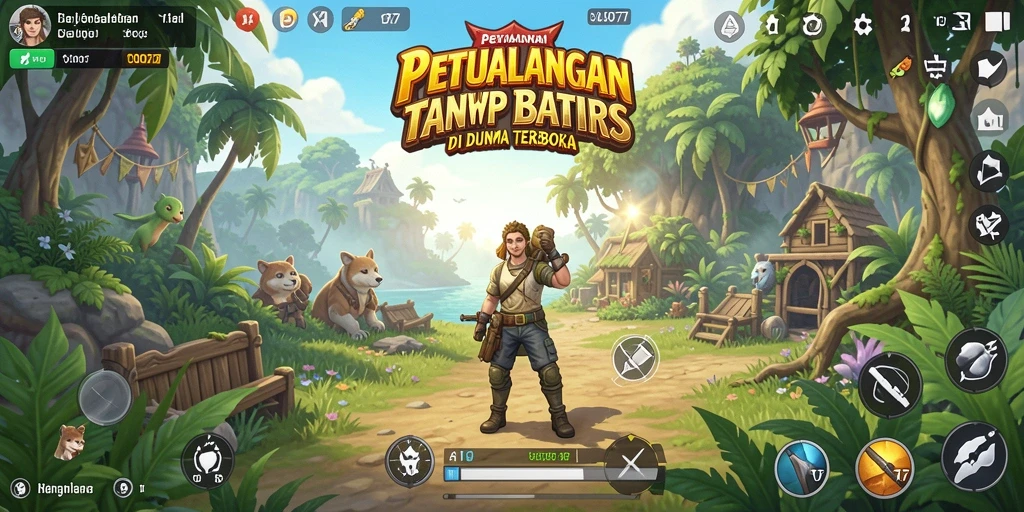 Screenshot utama C0077 menampilkan karakter menjelajahi dunia terbuka yang luas.