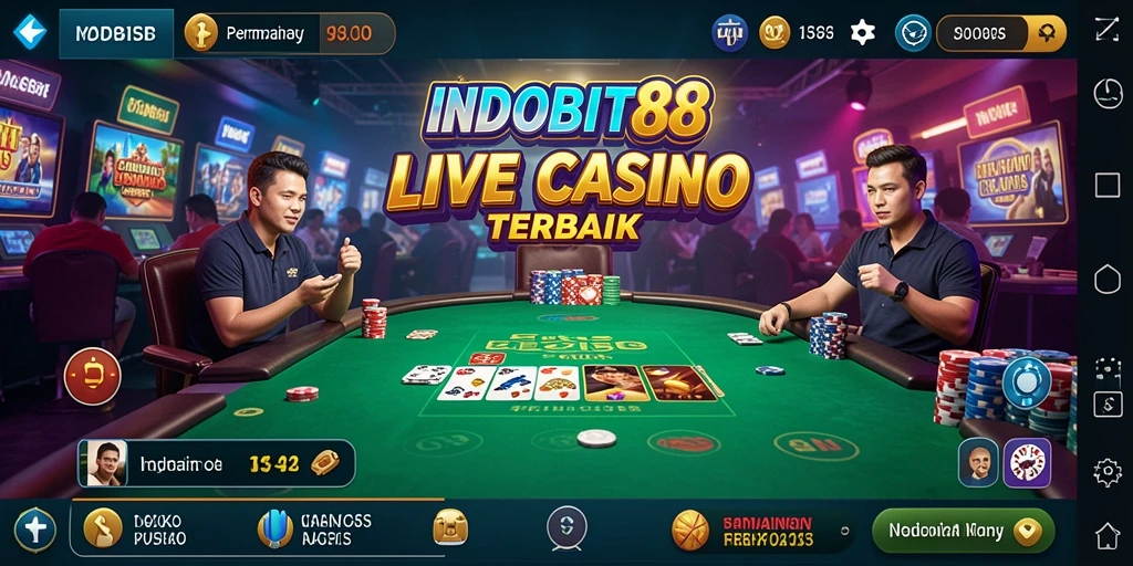 Tangkapan layar INDOBIT88 menampilkan dealer langsung dalam permainan kasino.