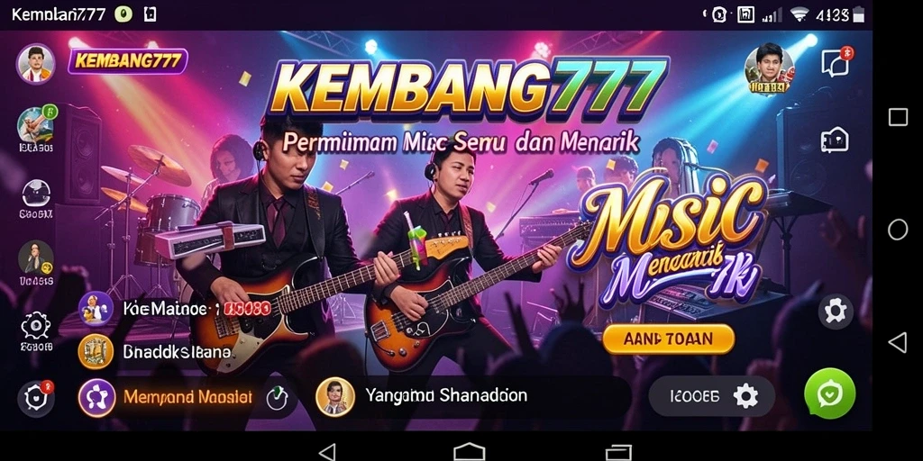 Tampilan gameplay KEMBANG777 dengan berbagai pilihan lagu musik.