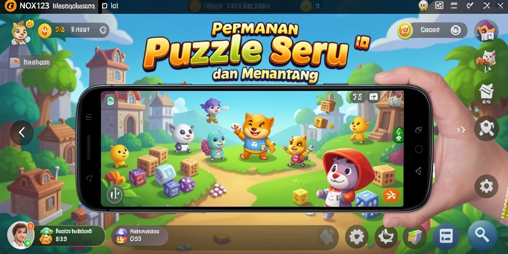 Screenshot utama NOX123 menunjukkan gameplay yang menarik dan penuh warna.