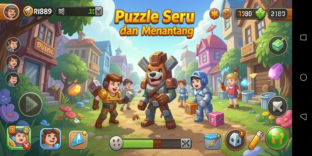 Screenshot gameplay RI889 menampilkan tantangan Puzzle yang menarik.