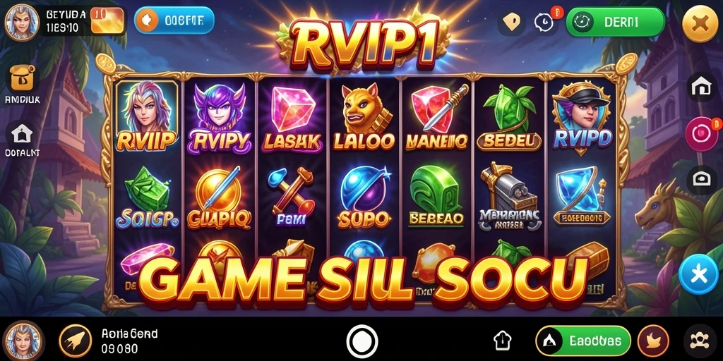 Screenshot gameplay RVIP1 menampilkan mesin Slot yang penuh warna dan animasi menarik.