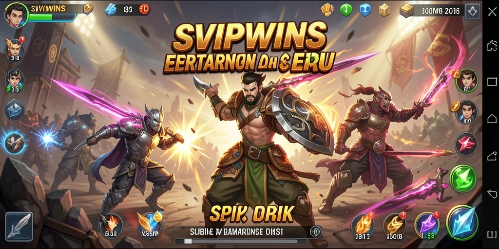 Screenshot gameplay SVIPWINS dengan pertarungan seru dan karakter menarik.