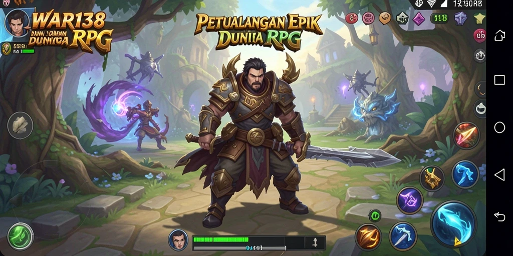 Screenshot menunjukkan gameplay epik dalam dunia RPG yang fantastis.